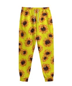 Yellow Sunflower Pattern Print Sweatpants