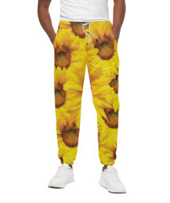 Yellow Sunflower Print Cotton Sweatpants
