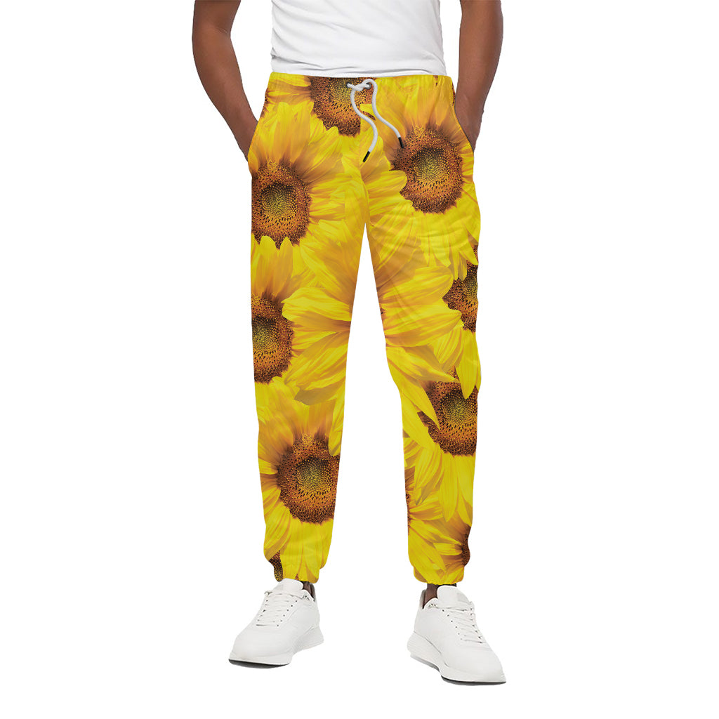 Yellow Sunflower Print Cotton Sweatpants Yellow Sunflower Print Cotton Sweatpants