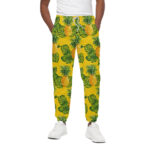 Yellow Tropical Pineapple Pattern Print Cotton Sweatpants
