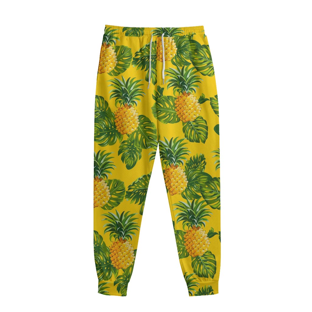 Yellow Tropical Pineapple Pattern Print Sweatpants Yellow Tropical Pineapple Pattern Print Sweatpants