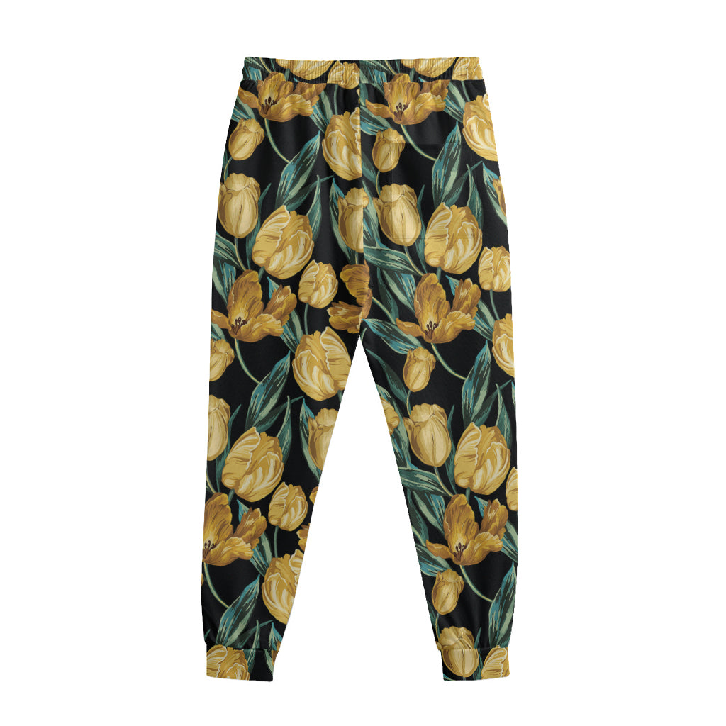 Yellow Tulip Floral Pattern Print Sweatpants Yellow Tulip Floral Pattern Print Sweatpants