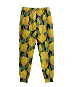 Yellow Tulip Pattern Print Sweatpants
