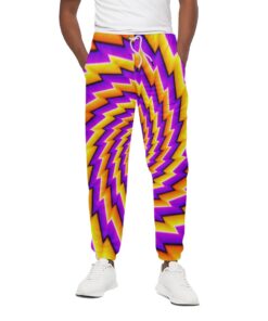 Yellow Twisted Moving Optical Illusion Cotton Sweatpants