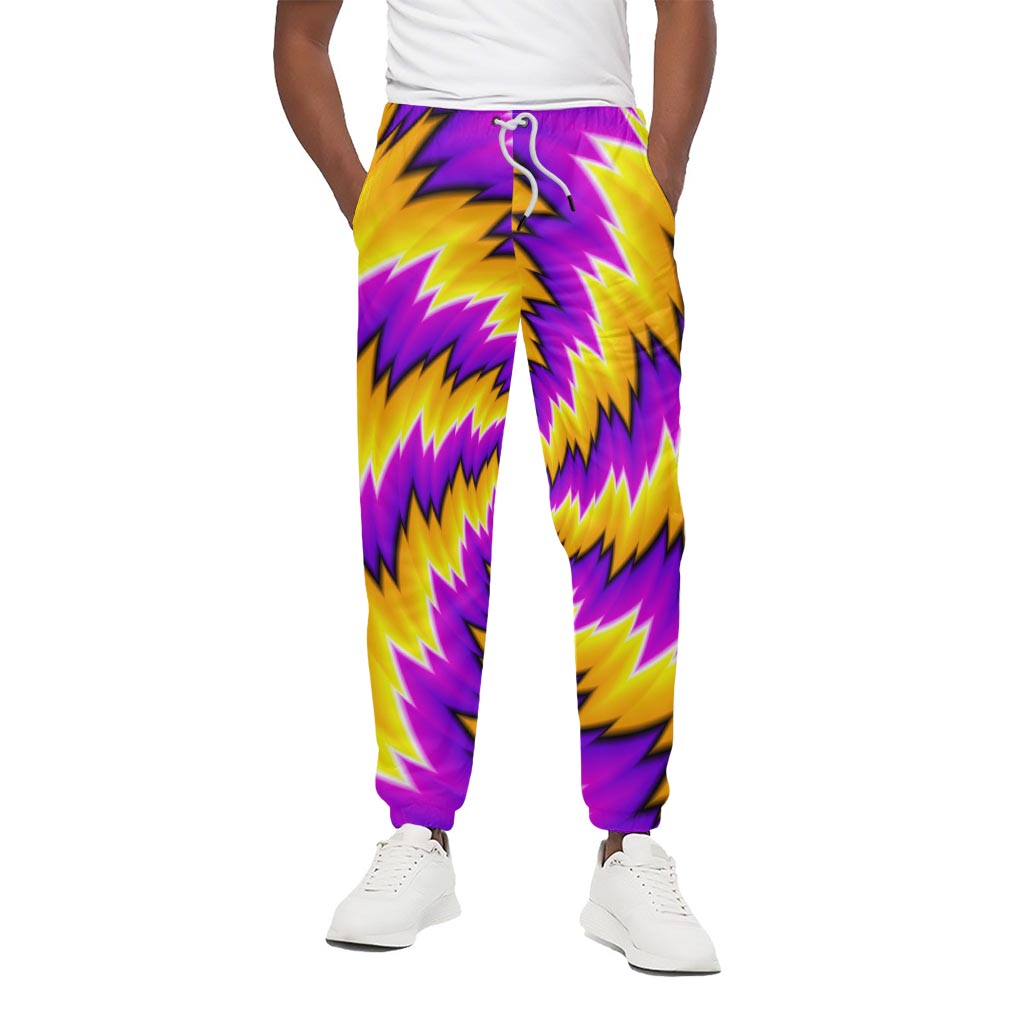 Yellow Vortex Moving Optical Illusion Cotton Sweatpants Yellow Vortex Moving Optical Illusion Cotton Sweatpants