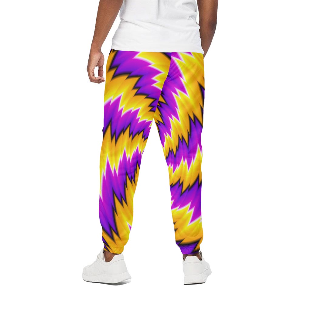 Yellow Vortex Moving Optical Illusion Cotton Sweatpants Yellow Vortex Moving Optical Illusion Cotton Sweatpants