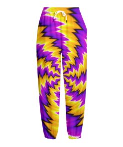 Yellow Vortex Moving Optical Illusion Fleece Lined Knit Pants