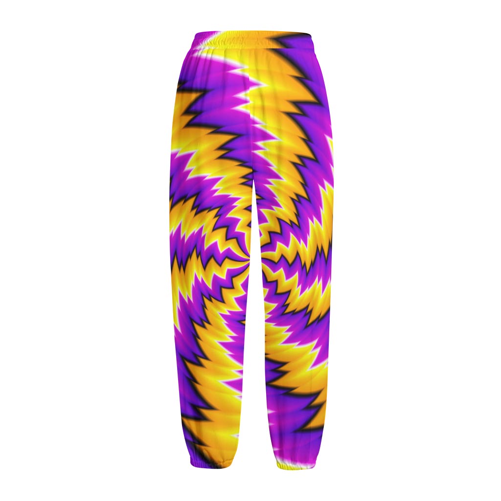 Yellow Vortex Moving Optical Illusion Fleece Lined Knit Pants Yellow Vortex Moving Optical Illusion Fleece Lined Knit Pants