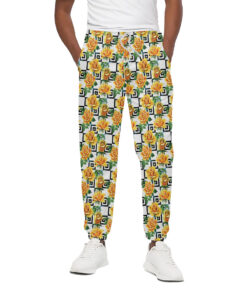 Yellow Watercolor Rose Print Cotton Sweatpants