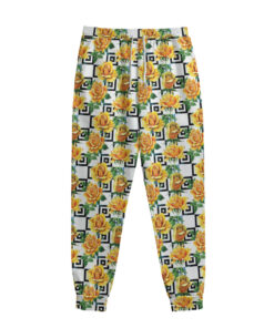 Yellow Watercolor Rose Print Sweatpants