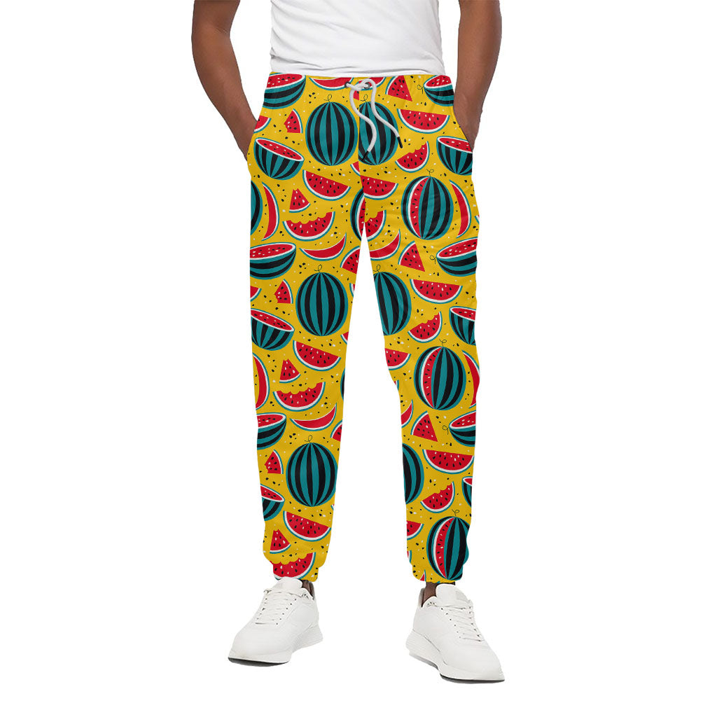 Yellow Watermelon Pieces Pattern Print Cotton Sweatpants Yellow Watermelon Pieces Pattern Print Cotton Sweatpants