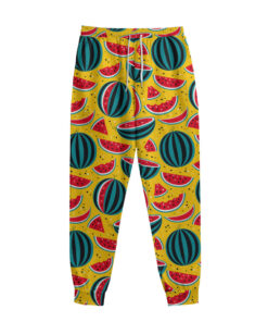 Yellow Watermelon Pieces Pattern Print Sweatpants