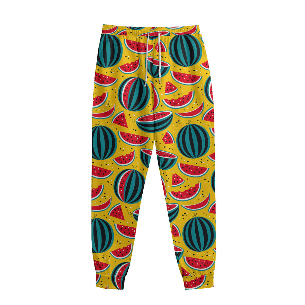 Yellow Watermelon Pieces Pattern Print Sweatpants Yellow Watermelon Pieces Pattern Print Sweatpants