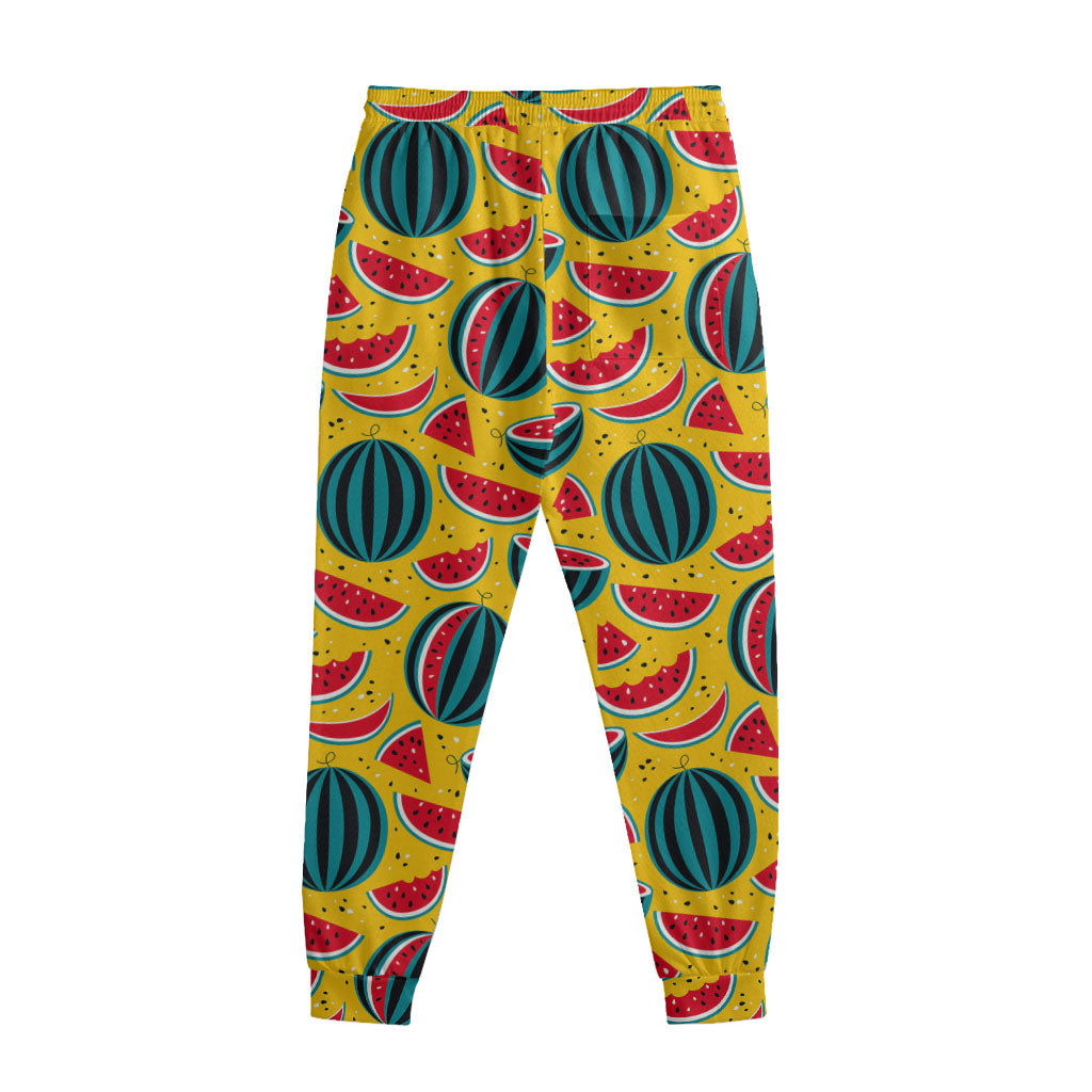 Yellow Watermelon Pieces Pattern Print Sweatpants Yellow Watermelon Pieces Pattern Print Sweatpants
