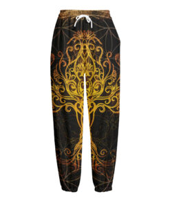 Yggdrasil Tree Of Life Print Fleece Lined Knit Pants