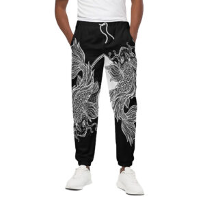 Yin And Yang Koi Carp Fish Print Cotton Sweatpants