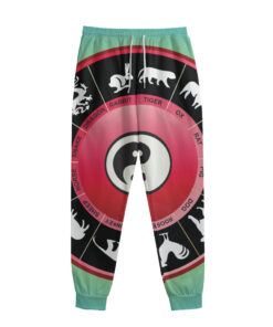 Yin Yang Chinese Zodiac Signs Print Sweatpants