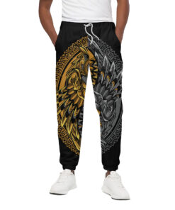 Yin Yang Owl Print Cotton Sweatpants