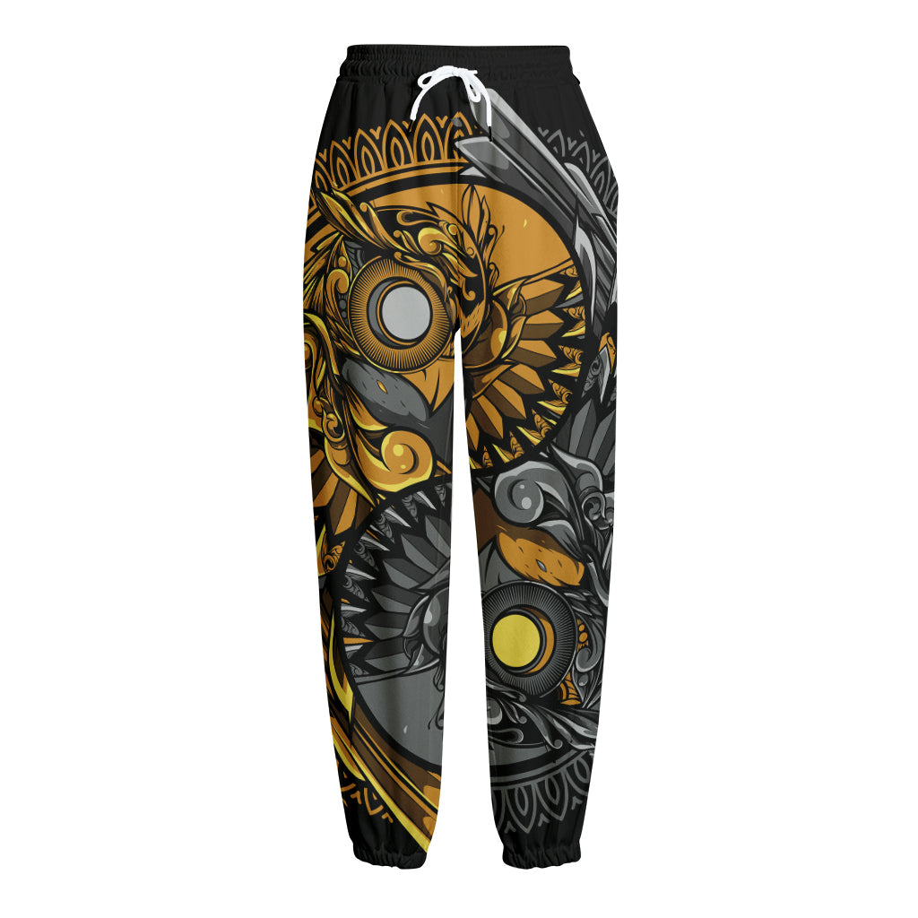 Yin Yang Owl Print Fleece Lined Knit Pants Yin Yang Owl Print Fleece Lined Knit Pants