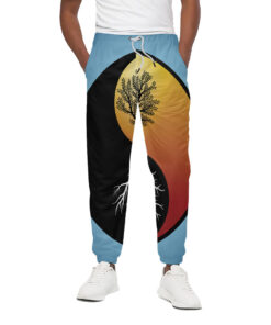 Yin Yang Tree Of Life Print Cotton Sweatpants