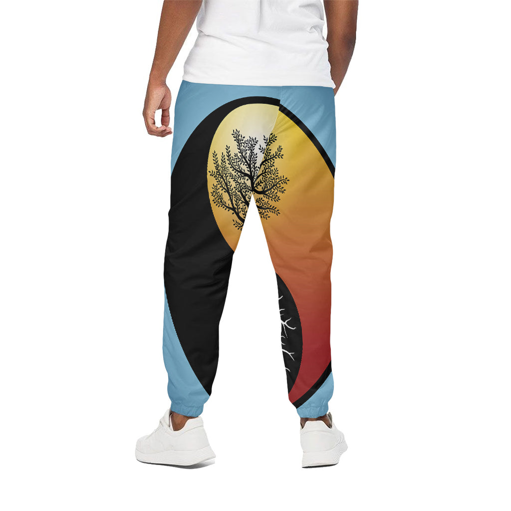 Yin Yang Tree Of Life Print Cotton Sweatpants Yin Yang Tree Of Life Print Cotton Sweatpants