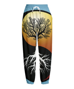 Yin Yang Tree Of Life Print Fleece Lined Knit Pants