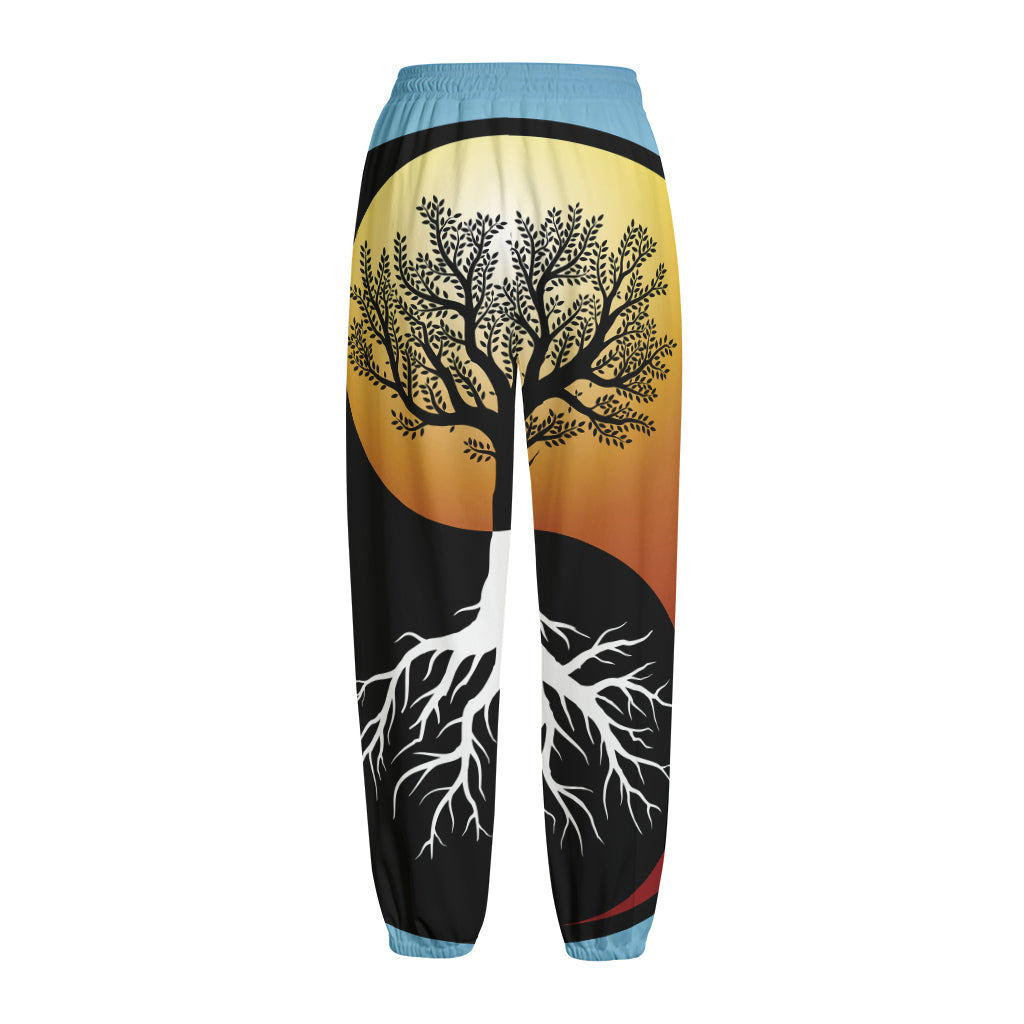 Yin Yang Tree Of Life Print Fleece Lined Knit Pants Yin Yang Tree Of Life Print Fleece Lined Knit Pants