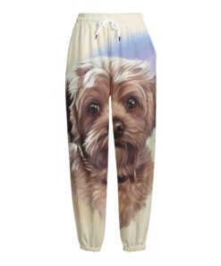Yorkshire Terrier Portrait Print Fleece Lined Knit Pants