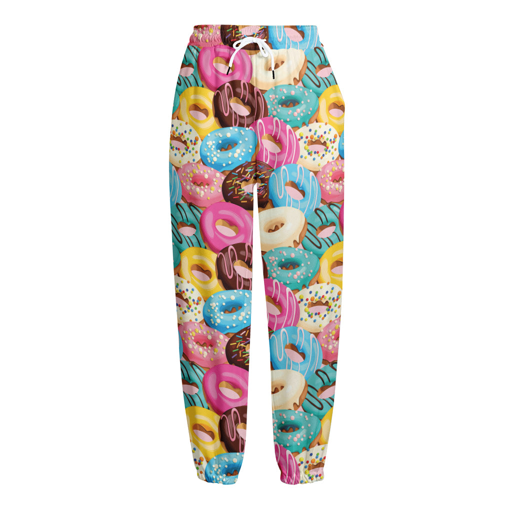 Yummy Donut Pattern Print Fleece Lined Knit Pants Yummy Donut Pattern Print Fleece Lined Knit Pants