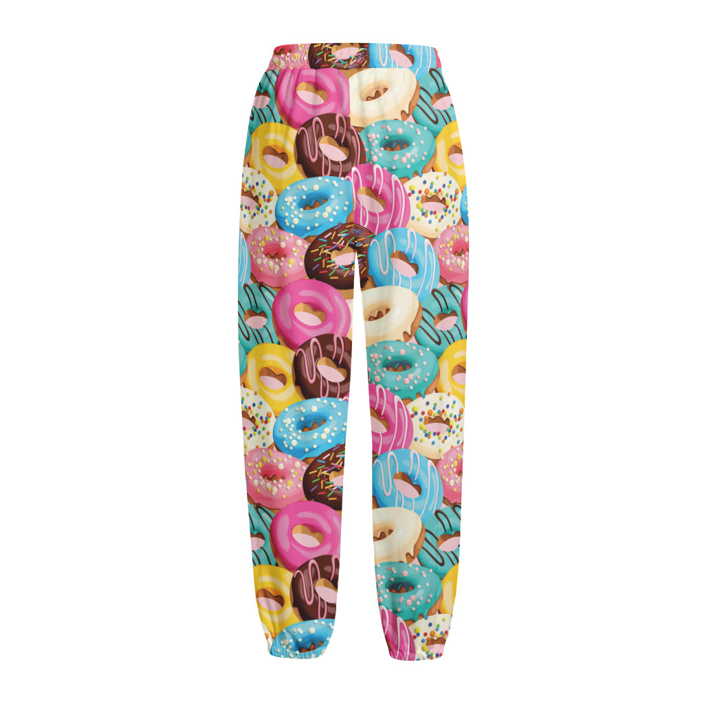 Yummy Donut Pattern Print Fleece Lined Knit Pants Yummy Donut Pattern Print Fleece Lined Knit Pants