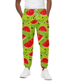 Yummy Watermelon Pieces Pattern Print Cotton Sweatpants