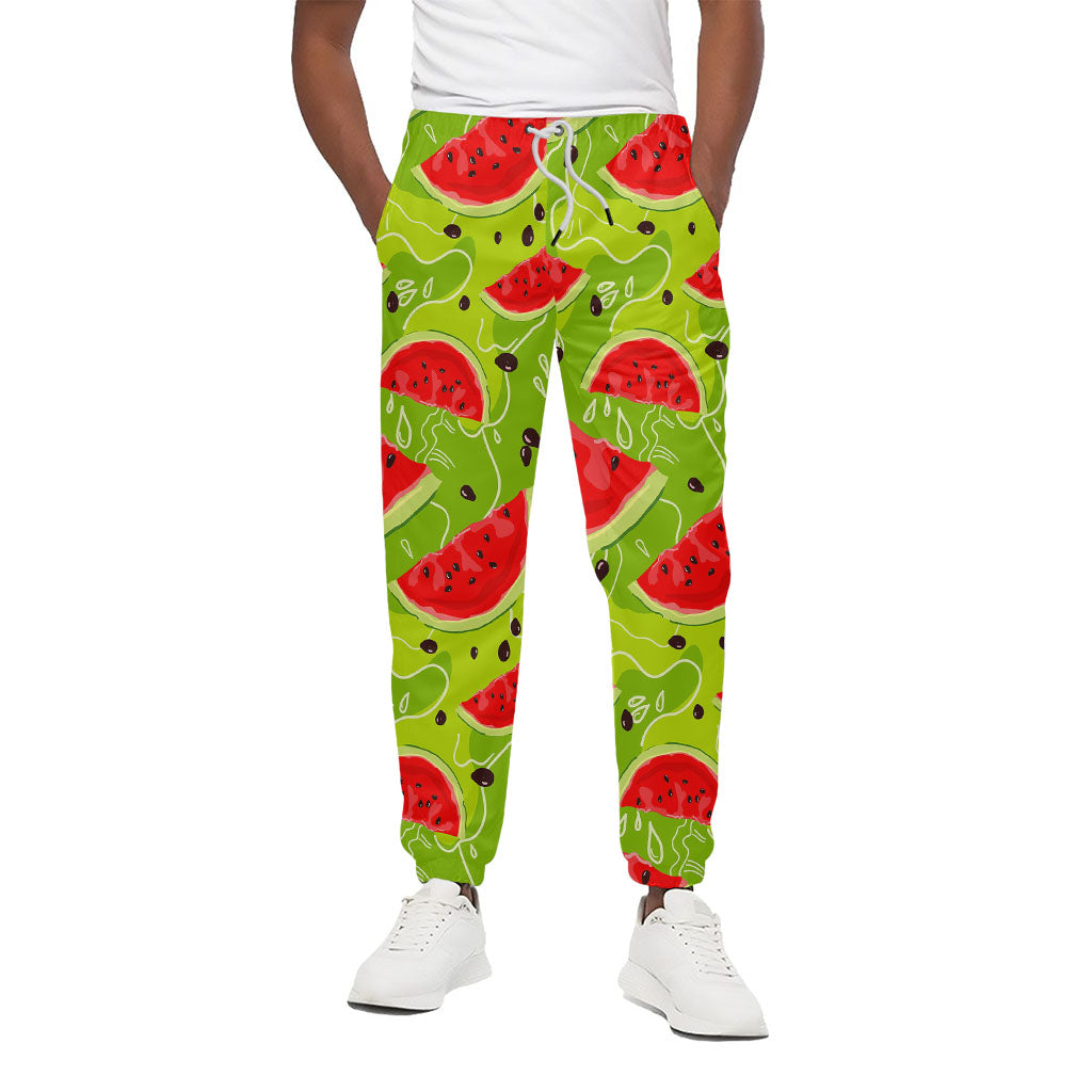 Yummy Watermelon Pieces Pattern Print Cotton Sweatpants Yummy Watermelon Pieces Pattern Print Cotton Sweatpants