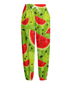 Yummy Watermelon Pieces Pattern Print Fleece Lined Knit Pants
