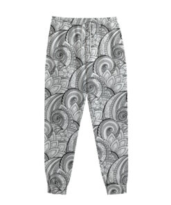 Zentangle Flower Pattern Print Sweatpants