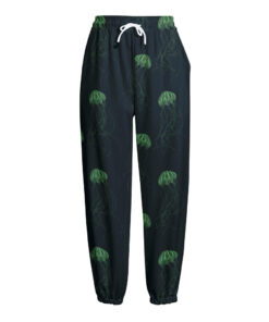 Zentangle Jellyfish Pattern Print Fleece Lined Knit Pants