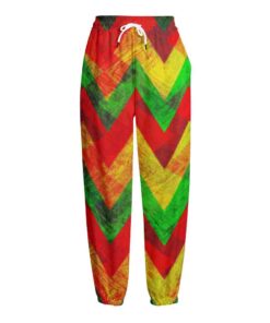 Zig Zag Reggae Pattern Print Fleece Lined Knit Pants