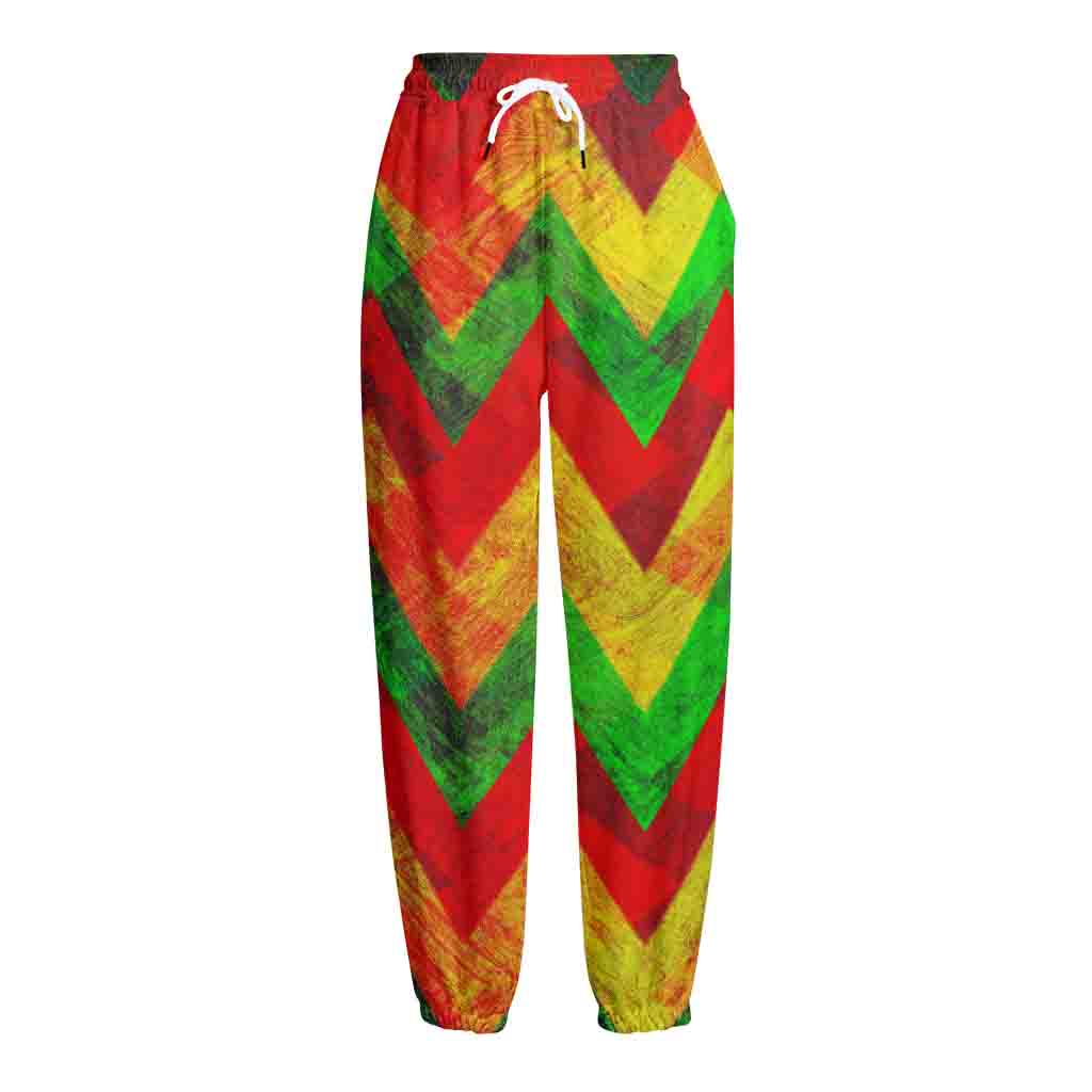 Zig Zag Reggae Pattern Print Fleece Lined Knit Pants Zig Zag Reggae Pattern Print Fleece Lined Knit Pants