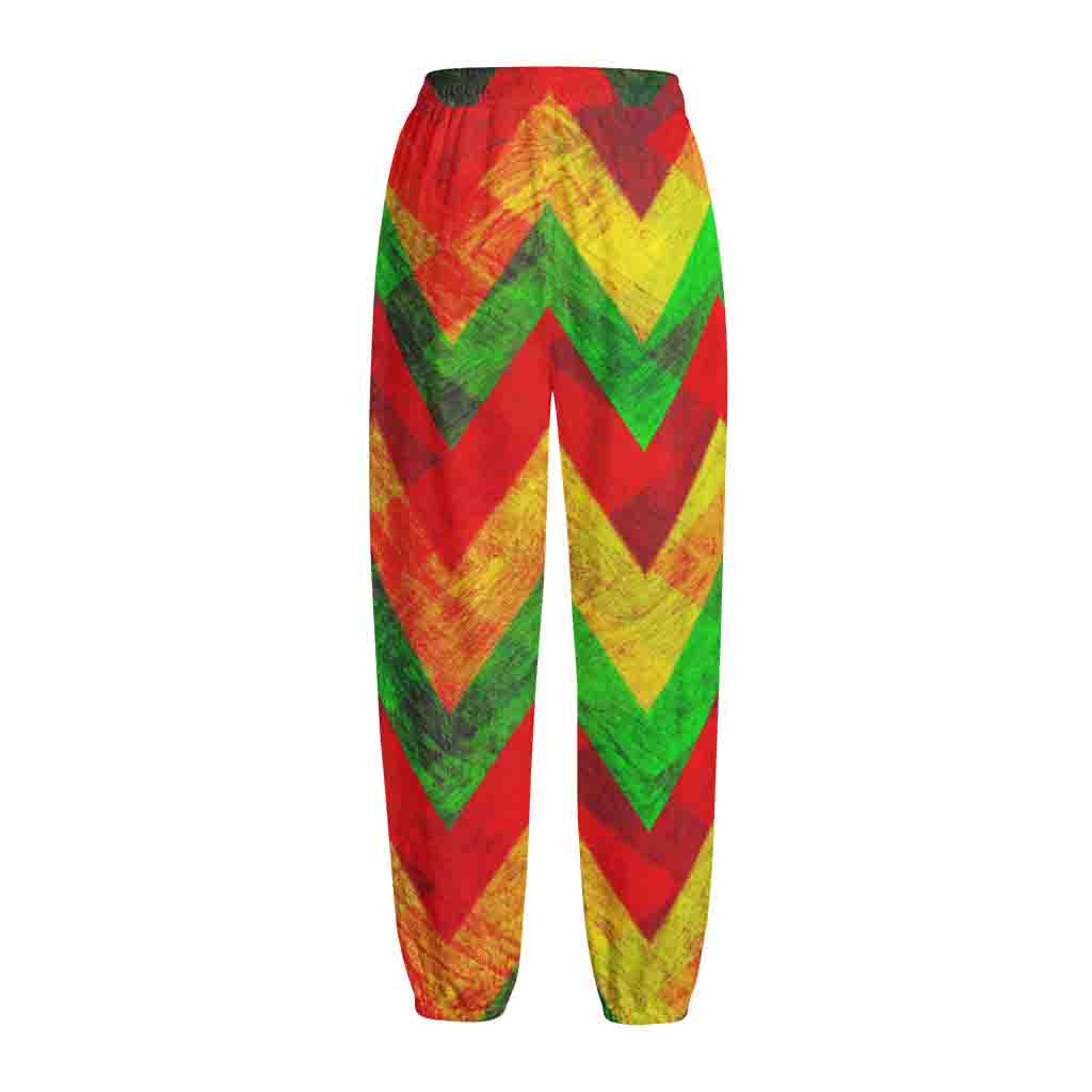 Zig Zag Reggae Pattern Print Fleece Lined Knit Pants Zig Zag Reggae Pattern Print Fleece Lined Knit Pants