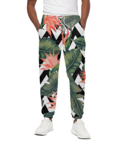 Zig Zag Tropical Pattern Print Cotton Sweatpants