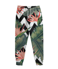 Zig Zag Tropical Pattern Print Sweatpants