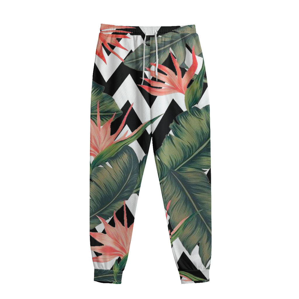 Zig Zag Tropical Pattern Print Sweatpants Zig Zag Tropical Pattern Print Sweatpants
