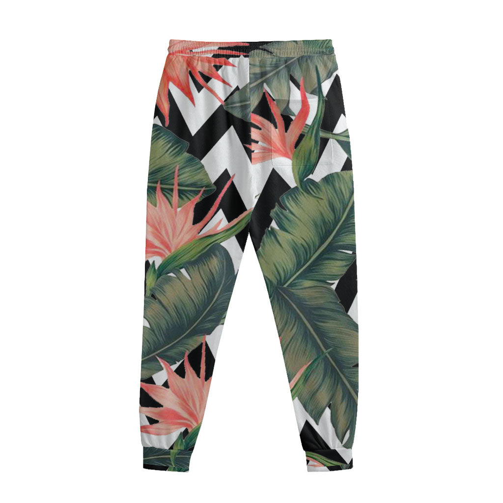 Zig Zag Tropical Pattern Print Sweatpants Zig Zag Tropical Pattern Print Sweatpants