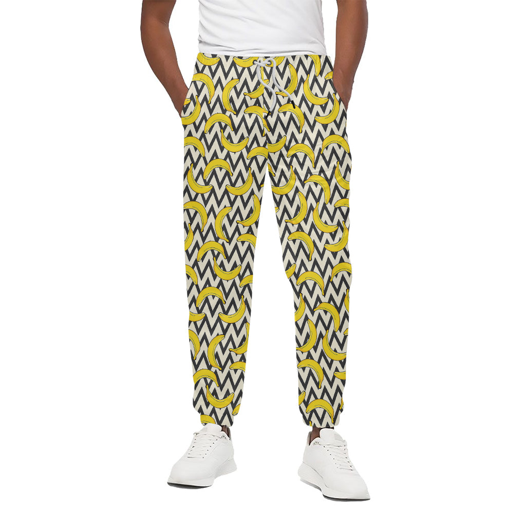 Zigzag Banana Pattern Print Cotton Sweatpants Zigzag Banana Pattern Print Cotton Sweatpants