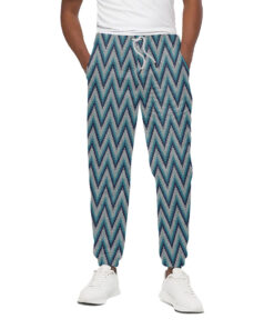 Zigzag Knitted Pattern Print Cotton Sweatpants