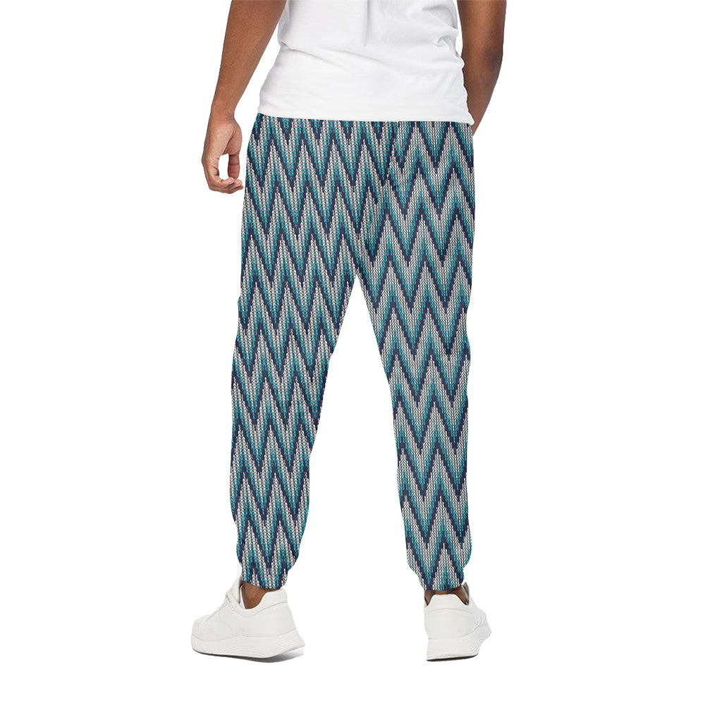 Zigzag Knitted Pattern Print Cotton Sweatpants Zigzag Knitted Pattern Print Cotton Sweatpants