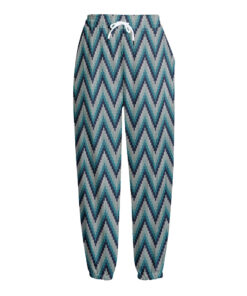 Zigzag Knitted Pattern Print Fleece Lined Knit Pants