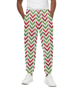 Zigzag Merry Christmas Pattern Print Cotton Sweatpants