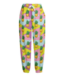 Zigzag Pineapple Pattern Print Fleece Lined Knit Pants