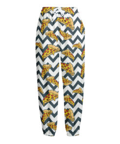Zigzag Pizza Pattern Print Fleece Lined Knit Pants
