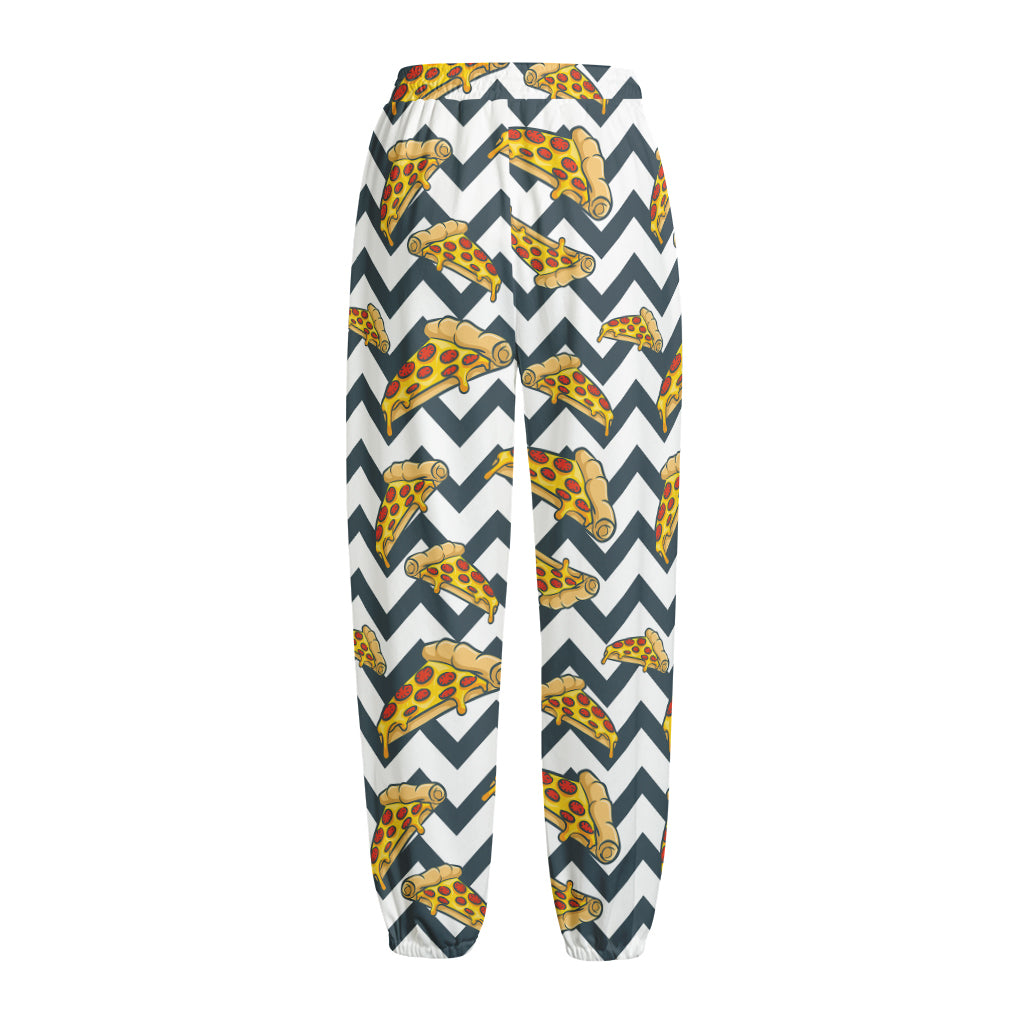 Zigzag Pizza Pattern Print Fleece Lined Knit Pants Zigzag Pizza Pattern Print Fleece Lined Knit Pants
